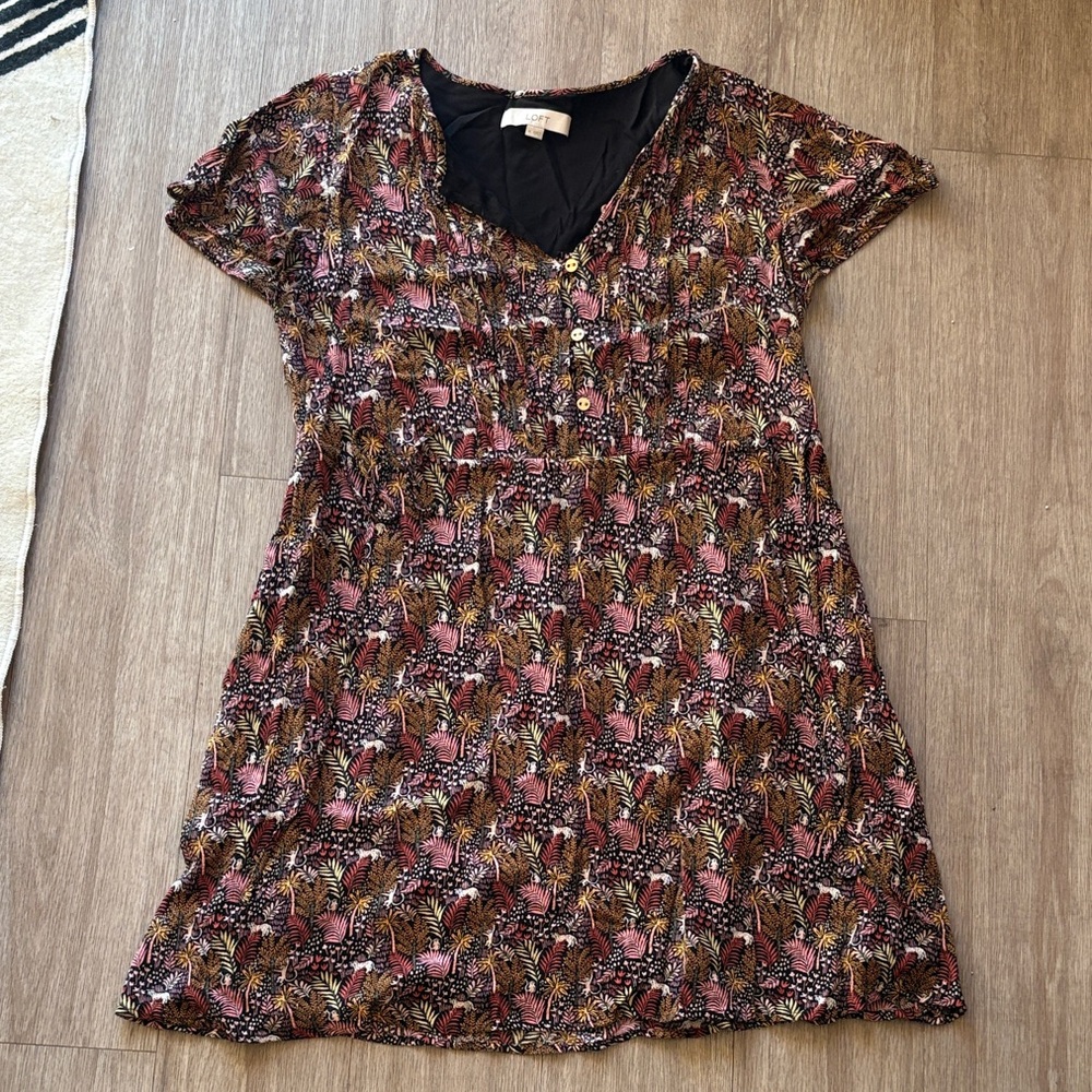 Loft Floral Short Sleeve Dress